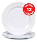 Kit Jogo 12 Pratos Branco de Melamina 25cm Buffet Hotel Raso Kit Jogo 12 Pratos Branco de Melamina 25cm Buffet Hotel Raso