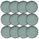 Kit Jogo 12 Pratos Fundos Moderno Verde Pacífico Oxford 20,5 cm Cerâmica