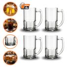 Kit Jogo 2, 4, 6, 12 Canecas De Chopp 340ml Vidro Resistente Grossa Amordicaneca Restaurante Hotel Cerveja Buffet Bar Refri Drinks Liso Transparente