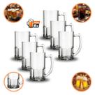 Kit Jogo 2, 4, 6, 12 Canecas De Chopp 340ml Vidro Resistente Grossa Amordicaneca Restaurante Hotel Cerveja Buffet Bar Refri Drinks Liso Transparente
