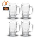 Kit Jogo 2, 4, 6, 12 Canecas De Chopp 355ml Vidro Resistente Grossa Restaurante Hotel Cerveja Buffet Bar Festa Refri Drinks Churrasco Eventos Casa