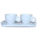 Kit Jogo 2 xícaras Café 100ml Cônica c/ Bandeja Refratária - Porcelana branca (2)