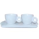 Kit Jogo 2 xícaras Café 80ml Cônica c/ Bandeja Refratária - Porcelana branca (2)