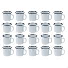 Kit Jogo 20 Caneca Esmaltada 150ml Grande Chá Café Branca Cozinha Metal Ferro Agate Retro Antiga Gourmet Lisa