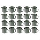 Kit Jogo 20 Caneca Esmaltada 350ml Grande Chá Café Cinza Cozinha Metal Ferro Agate Retro Antiga Gourmet Lisa