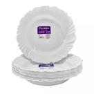 Kit Jogo 24 Pratos Fundo Opaline Pétala Redondo Duralex Vidro Branco Temperado