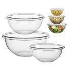 Kit Jogo 3 Potes Tigela Acrílico Cumbuca Transparente Tipo Cristal Com Tampa Redondo Organizador Mantimentos Geladeira Cozinha
