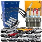 Kit Jogo 4 Cabos E 4 Velas De Ignição Volkswagen Fox Polo Golf Crossfox Voyage Saveiro A3