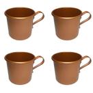 Kit Jogo 4 Caneca Copo Moscow Mule Alumínio Cor Cobre 350ml