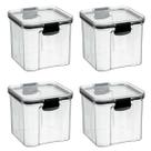 Kit Jogo 4 Potes Herméticos Organizadores De Alimentos 950ml