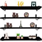 Kit Jogo 4 Prateleiras De Parede Madeira MDP 60cm x 15cm Preta