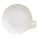 Kit Jogo 4 Pratos Raso 28cm Porcelana Tramontina Anna Borda Dourada Jantar Refeição