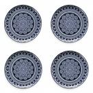 Kit Jogo 4 Pratos Rasos Oxford Flat Malaga 26 cm em Cerâmica Decorada