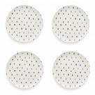 Kit Jogo 4 Pratos Sobremesa Oxford Flat Samambaia 20 cm em Cerâmica Decorada