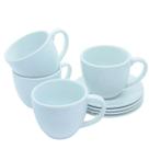 Kit Jogo 4 Xícaras Gigante Sopa 440ml Tipo tigela c/ pires - Porcelana branca