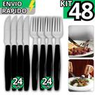 Kit Jogo 48 Talheres Garfo E Faca Inox Cabo Plástico