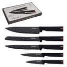 Kit Jogo 5 Facas Pretas de Cozinha Laradore e Caixa Presente