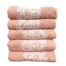 Kit/Jogo 5 Toalhas de Rosto Corttex Medalhão Macia Jacquard 450g/m2 Salão