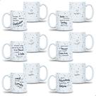 kit jogo 6 Caneca Motivacional Atacado Porcelana 300ml 6 Modelo para armário cozinha casa