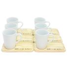 kit Jogo 6 canecas café/chá cônicas 220ml c/ pires Pinus - Porcelana branca