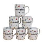 Kit Jogo 6 Canecas de Porcelana 300ml - Feliz Aniversário