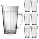 Kit Jogo 6 Copos 450ml + Jarra Vidro Estilo Americano Nadir Drink Suco Cerveja