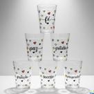 kit Jogo 6 copos Americanos Vidro180ml Frases Motivacionais kit Jogo 6 copos Americanos Vidro180ml Frases Motivacionais