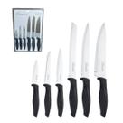 Kit Jogo 6 Facas de Cozinha Premium - Laradore Cabo Preto