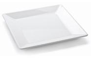 Kit Jogo 6 Pratos Fundo Quadrado Em Melamina Branco 20 cm