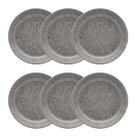 Kit Jogo 6 Pratos Fundos Oxford 20,5 cm Flat Gray em Cerâmica Decorada