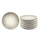Kit Jogo 6 Pratos Fundos Oxford Flat Chuvisco 20,5 cm em Cerâmica Decorada