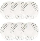 Kit Jogo 6 Pratos Fundos Oxford Flat Samambaia 20,5 cm em Cerâmica Decorada