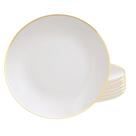 Kit Jogo 6 Pratos Raso 28cm Porcelana Tramontina Anna Borda Dourada Jantar Refeição