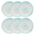 Kit Jogo 6 Pratos Rasos Biona Mandala em Cerâmica Decorada 24 cm - Oxford