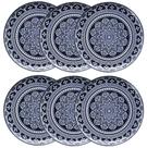 Kit Jogo 6 Pratos Rasos Oxford Flat Malaga 26 cm em Cerâmica Decorada