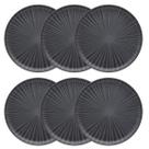 Kit Jogo 6 Pratos Rasos Oxford Preto Onix 26 cm em Cerâmica Decorada