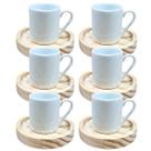 Kit Jogo 6 Xicara Branca Porcelana Café Expresso C/ Pires