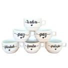 Kit Jogo 6 Xicara Decorada Porcelana Café Expresso