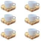 Kit Jogo 6 xícaras Café 80ml Cônica com pires coração