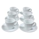 Kit Jogo 6 xícaras Café 80ml cônica reta com pires - Porcelana branca (2)