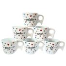 Kit Jogo 6 Xicaras Café Chá 200ml Cabo Prático - Porcelana