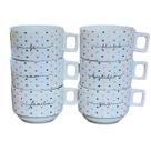 Kit Jogo 6 xícaras Café Chá 200ml Empilháveis - Porcelana