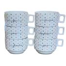 Kit Jogo 6 xícaras Café Chá 200ml Empilháveis - Porcelana