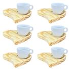 Kit Jogo 6 xícaras Cônica Café 80ml com pires coração