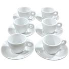 Kit Jogo 6 Xícaras de Café 80ml Cônicas com Pires - Porcelana Branca de Alta Qualidade