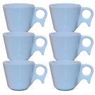 Kit Jogo 6 Xícaras de Café/Chá 200ml com Cabo Prático - Porcelana Branca
