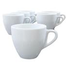 Kit Jogo 6 Xícaras de Café e Chá Cônicas 200ml em Porcelana Branca