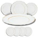 Kit Jogo 8 Sousplat De Plástico Redondo Patinado Moon Branco Mesa Posta Cozinha 33cm Lyor Kit Jogo 8 Sousplat De Plástico Redondo Patinado Moon Branco Mesa Posta Cozinha 33cm Lyor