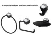 Kit Jogo Acessórios Para Banheiro Herc 4 Peças Preto