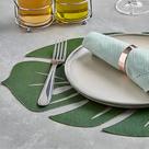 Kit Jogo Americano Mesa Sousplat Jantar Sala Folhas 6 Peças Cor Verde